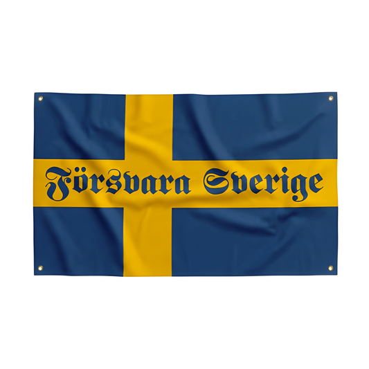 Dekorativ flagga 'Försvara Sverige' | 150 × 90 cm